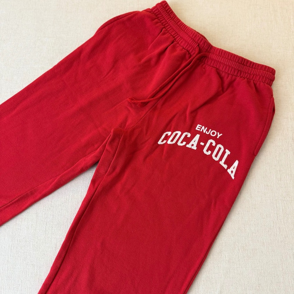 Coca-Cola Red Graphic Sweatpants Joggers Mens Small Enjoy Coca-Cola Logo - Picture 4 of 9
